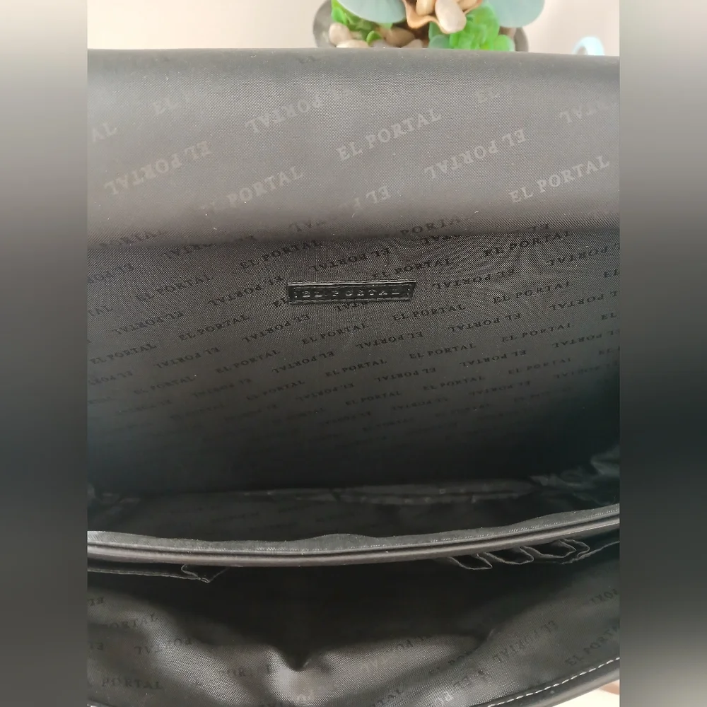 Business EL PORTAL Black Leather MESSENGER Office Work BRIEFCASE ATTACHE BAG
